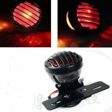 摩托车配件酷黑栏栅摩托车改装尾灯哈雷复古金属尾灯电动车刹车灯