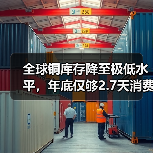 全球铜库存降至极低水平,年底仅够2.7天消费(图3) 全球铜库存降至极低水平,年底仅够2.7天消费(图3)