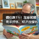 铜价跌1%！加息预期下需求担忧，经济放缓忧（图1）